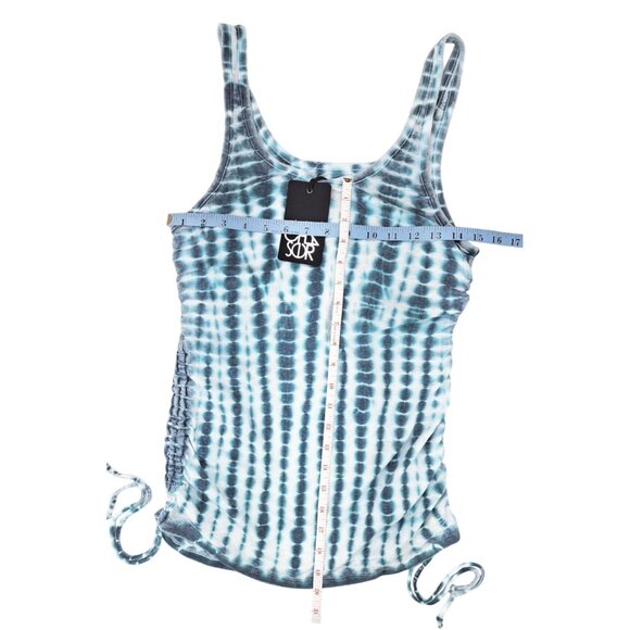 Chaser Tie Dye Scoop Tank Top Side Shirring Women Size Small Ribbed Blouse New - Picture 6 of 6